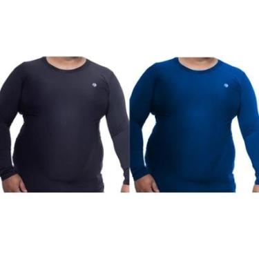 Imagem de Kit 2 Camisa Térmica Plus Size Masculina Uv 50+ Segunda Pele Proteção Solar-Masculino
