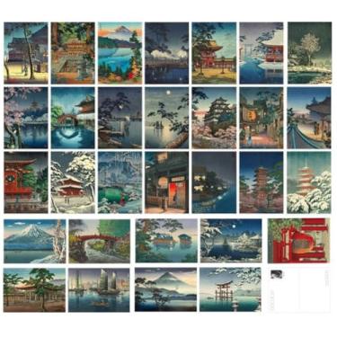 Imagem de Lindo conjunto de 30 cartões postais de arte Tsuchiya Koitsu pacote variado cenário de pintura famosa, kit de colagem de pôsteres de arte estética retrô
