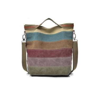 Imagem de CVFAJI Bolsas de ombro femininas de lona Hobo Bolsa carteiro casual multicolorida bolsa tiracolo com alça superior, Multicor, One Size