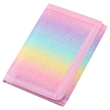 Imagem de Carteira masculina esportiva de lona com três dobras RFID, linda bolsa de moedas com zíper e bolso frontal para crianças, camuflagem, Bling, Small, Estilo Glitter