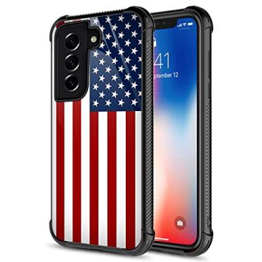 Imagem de CARLOCA Capa compatível com Samsung Galaxy S21 Plus, bandeiras americanas vermelhas e azuis, design gráfico de identidade, à prova de choque, antiarranhões, capa de acrílico rígido para Samsung Galaxy