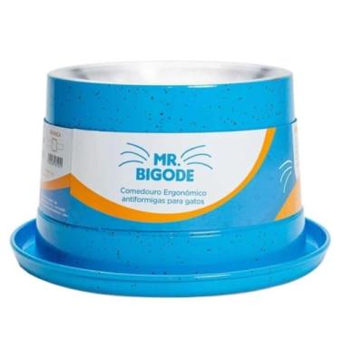 Imagem de Comedouro Antiformiga para Gatos Mr. Bigode Azul, 250ml Nf Pet para Gatos, 250ml, Azul