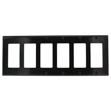 Imagem de Leviton 80436-E 6-Gang Decora/GFCI Device Decora Wallplate, tamanho padrão, térmico, suporte de dispositivo, preto