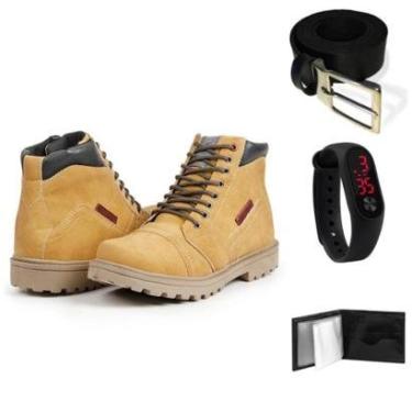 Imagem de Bota Masculina Coturno + Carteira Casual + Cinto + Relógio-Masculino