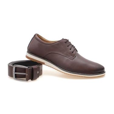 Imagem de Kit Cinto + Sapato Masculino Oxford Em Couro Conforto Exclusivo - Onix