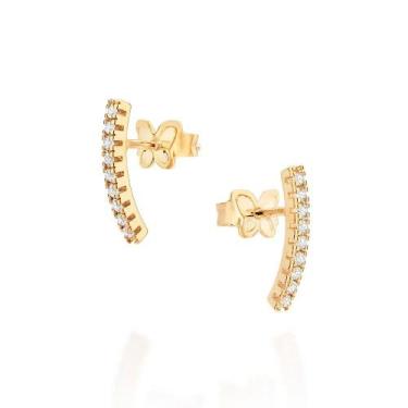 Imagem de Brincos banhado ouro 3x 24k 18k e 22k femininos pequenos cravejado ped