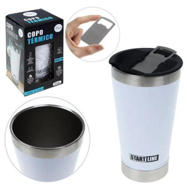 Imagem de Copo inox 520ml branco c/tampa abridor - ZEIN