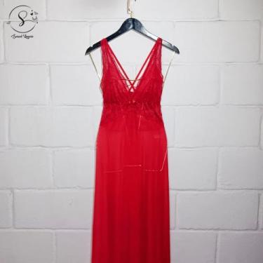 Imagem de Camisola de Tule Transparente sem Bojo Sensual Elegante Longa com Rend