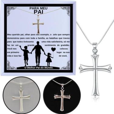 Imagem de Corrente Prata 925 Pingente Crucifixo Presente Aniversártio Pai Filho 