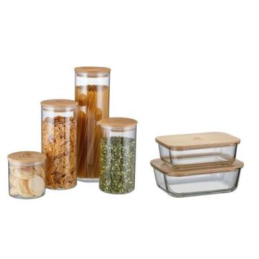 Imagem de Potes Herméticos Porta-Mantimentos + Potes Herméticos Refratários com 