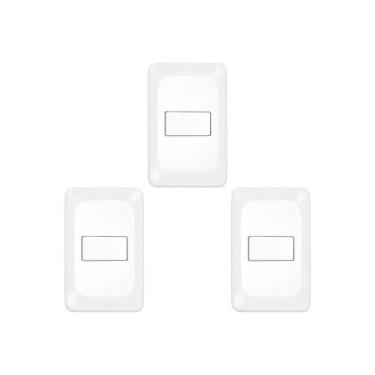 Imagem de Kit C/3 - Conjunto Pial Pop 4X2 Branco Com Placa (1Tomada...