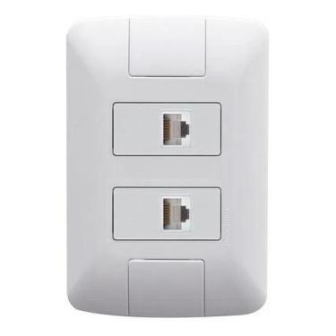 Imagem de Conjunto 2 modulo tomada rj45 internet linha aria tramontina