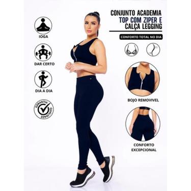 Imagem de Conjunto Academia Top Com Ziper E Bojo E Calça Legging Sinta O Confort