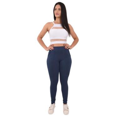Imagem de Calça Feminina Malha Crepe Estilo Jogger - Lori Modas, Marinho, P