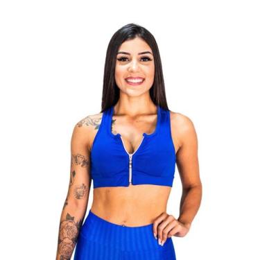 Imagem de Tops Fitness Ginastica Feminino Com Zíper E Bojo Removível Academia Pr