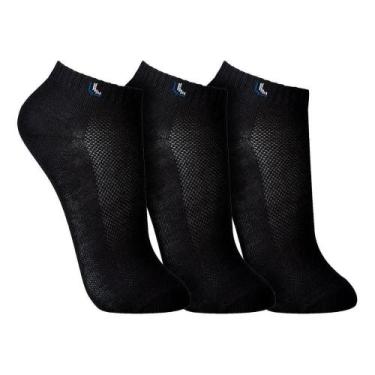 Imagem de Kit 3 Pares Meia Curta Cano Curto Lupo Algodão Sport 3225, 33/36, Pret