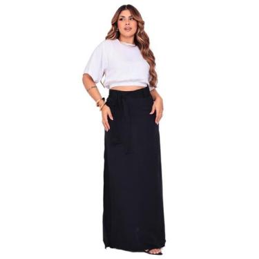 Imagem de Saia Longa Feminina Com Fenda Lateral Cos Alto Sexy - Cacharrel Store,