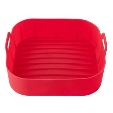 Imagem de Forma Cesto Assadeira Silicone Air Fryer Quadrado 19cm Alça - CLINK, V