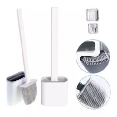 Imagem de Escova Para Vaso Sanitário Cerdas De Silicone Com Base para Banheiro  