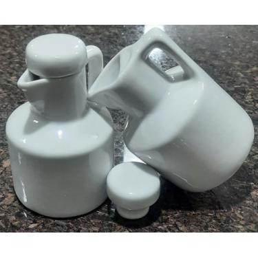 Imagem de Kit Galheteiro 2 peças Azeite e Vinagre - Porcelana Branca - M.A.S.