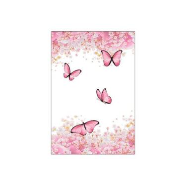 Imagem de Painel De Festa Vertical 1,50 x 2,20 - Borboleta Rosa Suave Floral 035