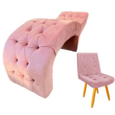 Imagem de Maca Para Estética Luxo com Cadeira París Veludo Rose - Sard