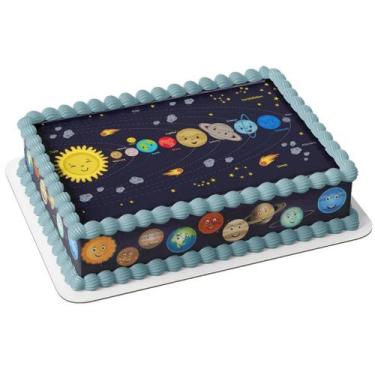 Imagem de Papel arroz e faixa para bolo espaço planetas sistema solar universo -