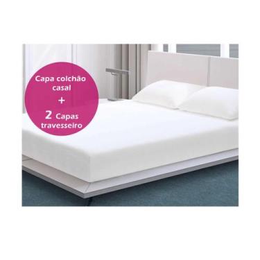 Imagem de kit Capa colchão e travesseiro casal tnt branco c/ elastico - Vida Prá