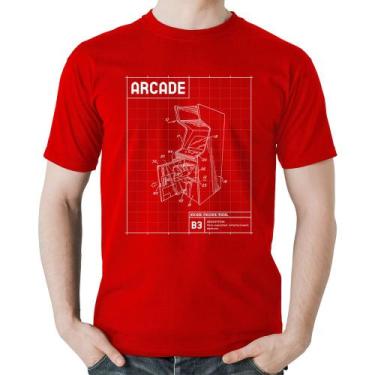 Imagem de Camiseta Algodão Arcade Fliperama Projeto - Foca na Moda, Vermelho, GG
