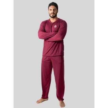 Imagem de Pijama Masculino Longo Básico Manga Longa Para Dormir RLC Modas, Vinho