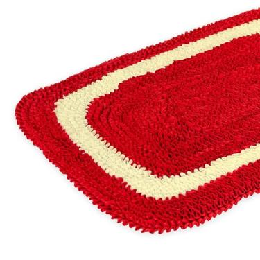 Imagem de Kit 2 Tapetes 60cm x 40cm Frufru Multiuso Malha Gel Decoração Sala Quarto Cozinha (VERMELHO - PALHA)