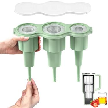 Imagem de Longzon Bandeja de gelo para copo Stanley de 850 a 1,134 g, molde de gelo, moldes de silicone para gelo, com tampa para coquetéis gelados, uísque, bebidas, café, máquina de gelo fácil de encher e