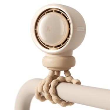 Imagem de Ventilador para carrinho de bebê JISULIFE, sem lâminas, seguro, grande, para berço, mesa, recarregável, bateria portátil, Air Turbo, luz noturna, grau alimentício, para mães, pais, amigos, marrom