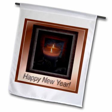 Imagem de 3dRose fl_26970_1 Bandeira de jardim de vela feliz ano novo com 30,8 cm por 45,8 cm