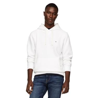 Imagem de Tommy Hilfiger Moletom masculino de lã lisa de peso médio, também disponível em tamanhos grandes e altos, Branco, PP