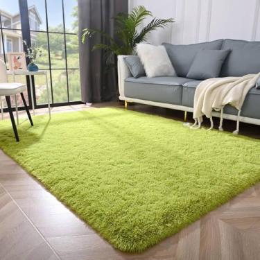 Imagem de Tapetes de pelúcia, fofos, ultramacios, para áreas internas, modernos, para sala de estar, tapetes de brincar para crianças, quarto, decoração de casa, berçário, tapete, verde, 120x160cm