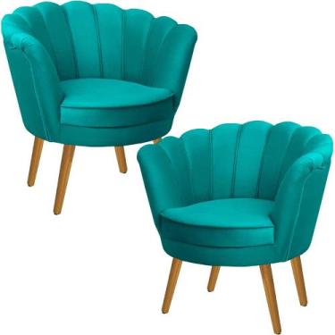 Imagem de Kit Duas Poltronas Pétala em Sued Premium Tiffany - Sua Casa Decoraçõe