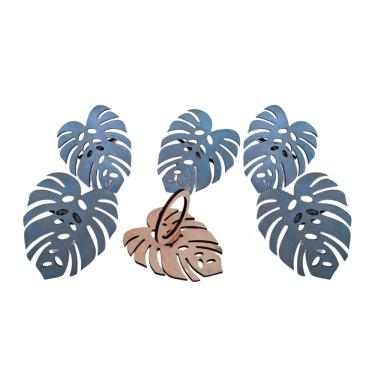 Imagem de Kit 6 Argolas Aneis Mesa Posta Fecho de Guardanapo Costela de Adao Madeira