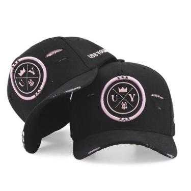 Imagem de Boné Use Young Rasgadinho 6 Gomos Preto/Rosa Streetwear Moderno, Preto