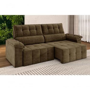 Imagem de Sofá Santiago 2,20m Retrátil/reclinável Suede Marrom - X Sofás