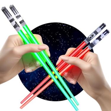 Imagem de ChopSabers Pauzinhos com luz de LED sabre de luz, vermelho/verde, par de 2