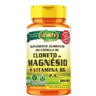 Imagem de Cloreto De Magnésio Pa C/ Vitamina B6 800mg 60 Cápsulas - Unilife