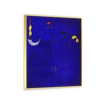 Imagem de JZSDGB Arte de parede com moldura dourada reprodução de pintura famosa - camponês catalão com uma guitarra por Joan Miro pôsteres e impressões - arte de parede em tela abstrata imagens de Joan Miro 90