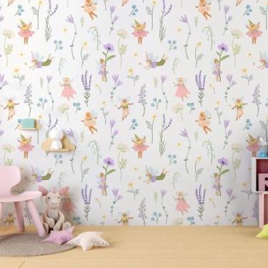 Imagem de Papel de parede Fadas e Flores delicadas fundo branco - AloPapers, 2,5