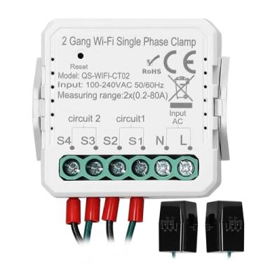 Imagem de Medidor de Quilowatt, Medidor de Potência Tuya Wifi 80a Com Módulo Transformador de Corrente Monofásico Com Controle de Voz Doméstico (Braçadeira monofásica Tuya Wifi 2 Gang)