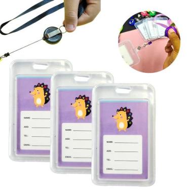 Imagem de 3 Un Suporte Para Cartão Colorido Com Cordão E Elástico Prático - Kit 