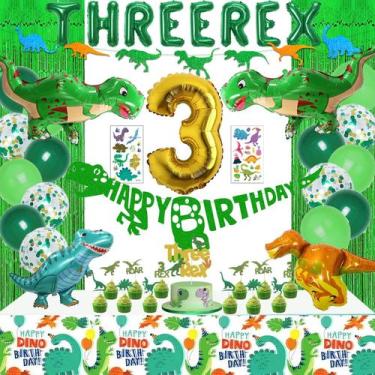 Imagem de Decoração de Festa de Aniversário Bluegogo Dinossauro Rex - 3 Anos