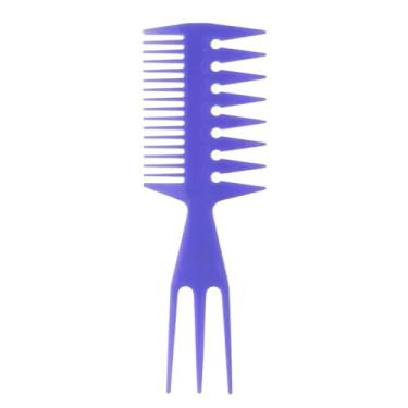 Imagem de Pente de dente de dois lados em forma de espinha de peixe escova de cabelo tingimento de cabelo corte coloração escova ferramenta de estilo de cabelo masculino (roxo)