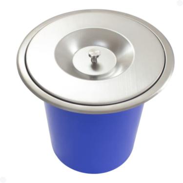 Imagem de Lixeira De Embutir Redonda Pia Cozinha Aço Escovado 5 Litros Inox
