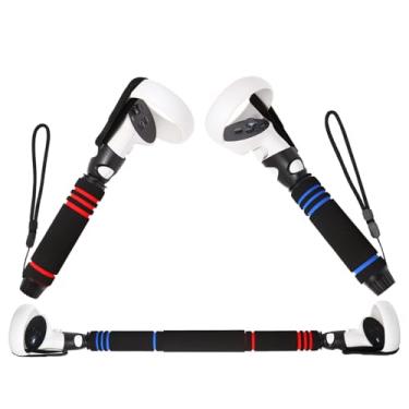 Imagem de CMMOHBIY Acessórios de alças de jogos VR para Oculus Quest 2 – Punhos longos para Beat Saber, Gorilla Tag, Sobrenatural e mais – Plástico ABS durável, espuma confortável – preto, azul, vermelho